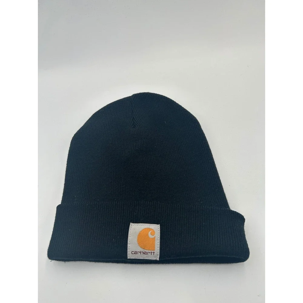 Carhartt Black Acrylic Knit Beanie Hat Child Youth AH8905 Logo Patch Watch Cap